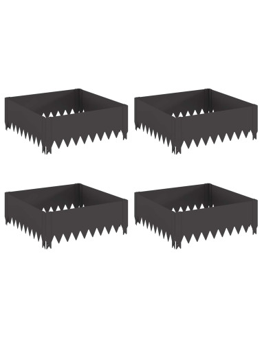 Bordura per Prato 4 pcs 60 x 60 x 20 cm Acciaio Nero