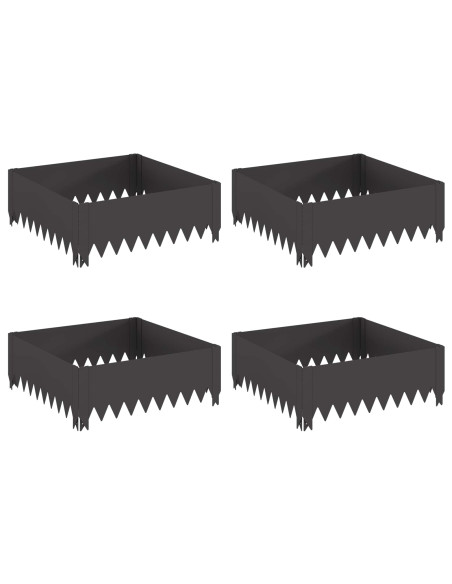 Bordura per Prato 4 pcs 60 x 60 x 20 cm Acciaio Nero