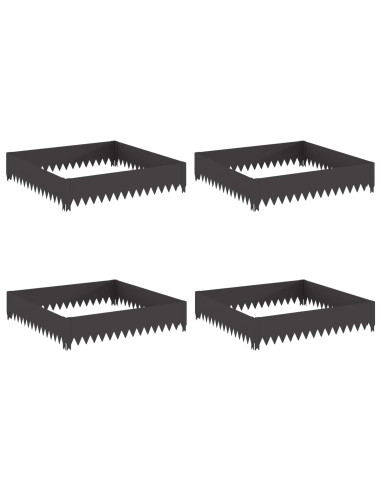 Bordura per Prato 4 pcs 100 x 100 x 20 cm Acciaio Nero