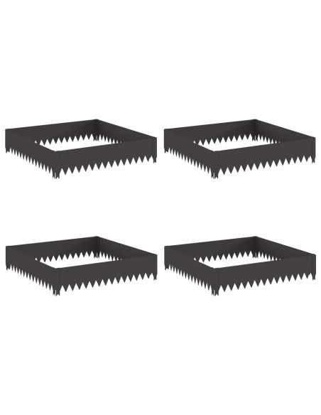 Bordura per Prato 4 pcs 100 x 100 x 20 cm Acciaio Nero