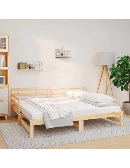 Dormeuse Estraibile 2x(80x200) cm in Legno Massello di Pino