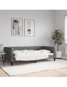 Letto da Giorno Grigio Scuro 100x190 cm in Tessuto