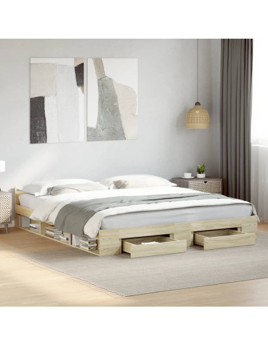 Giroletto Cassetti Rovere Sonoma 200x200 cm Legno Multistrato