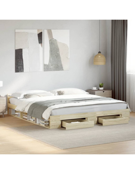 Giroletto Cassetti Rovere Sonoma 200x200 cm Legno Multistrato