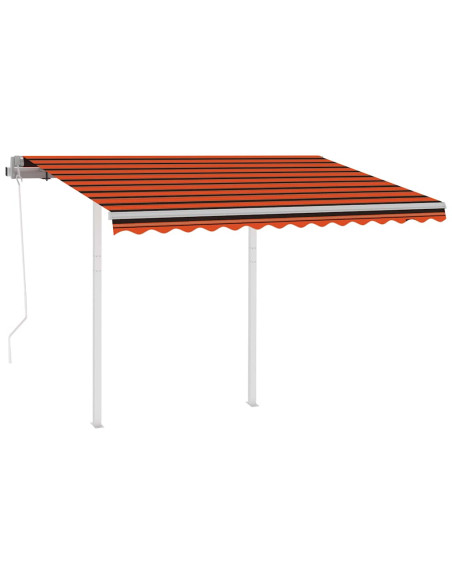 Tenda Retrattile Automatica con Pali 3,5x2,5m Arancio e Marrone