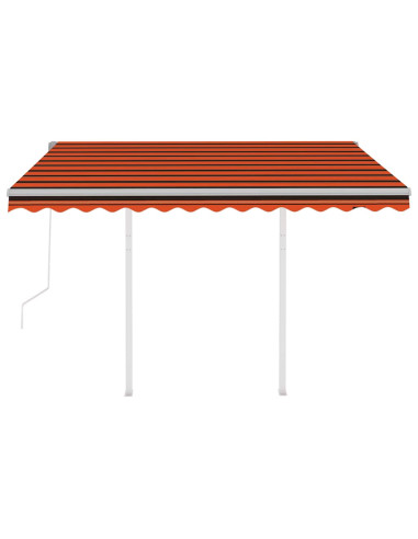 Tenda Retrattile Automatica con Pali 3,5x2,5m Arancio e Marrone