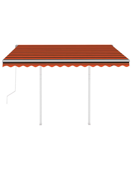 Tenda Retrattile Automatica con Pali 3,5x2,5m Arancio e Marrone