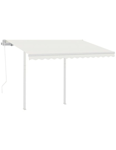 Tenda da Sole Retrattile Automatica con Pali 3,5x2,5 m Crema