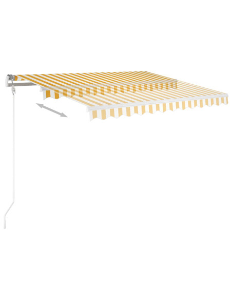 Tenda da Sole Retrattile Manuale e Pali 3,5x2,5m Gialla Bianca