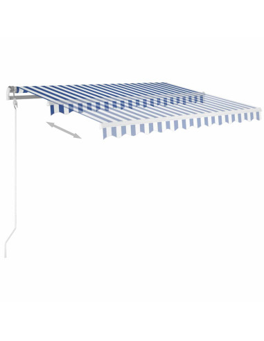 Tenda da Sole Retrattile Manuale con Pali 3,5x2,5m Blu e Bianca