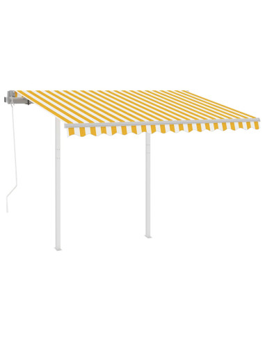 Tenda da Sole Retrattile Automatica e Pali 3x2,5m Gialla Bianca
