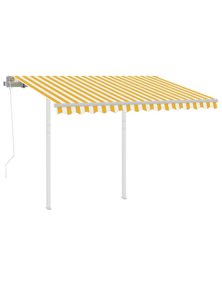 Tenda da Sole Retrattile Automatica e Pali 3x2,5m Gialla Bianca