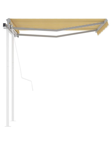 Tenda da Sole Retrattile Automatica e Pali 3x2,5m Gialla Bianca
