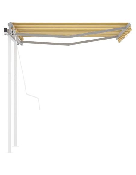 Tenda da Sole Retrattile Automatica e Pali 3x2,5m Gialla Bianca