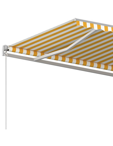 Tenda da Sole Retrattile Automatica e Pali 3x2,5m Gialla Bianca