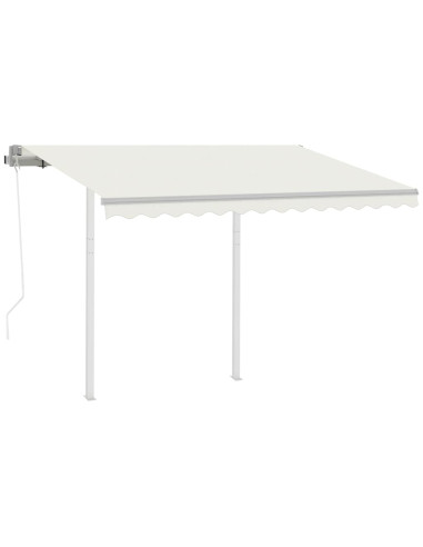 Tenda da Sole Retrattile Automatica con Pali 3x2,5 m Crema
