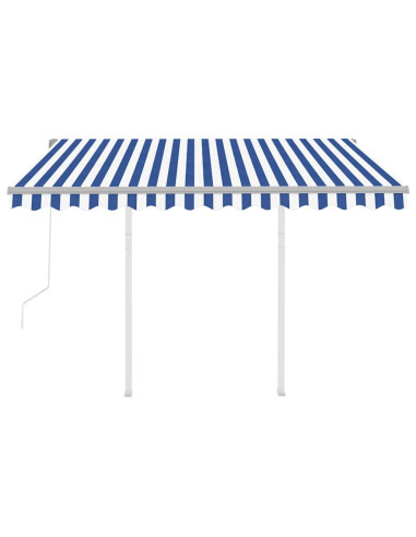 Tenda da Sole Retrattile Automatica con Pali 3x2,5m Blu Bianca