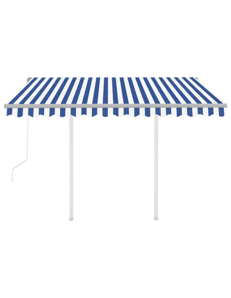 Tenda da Sole Retrattile Automatica con Pali 3x2,5m Blu Bianca