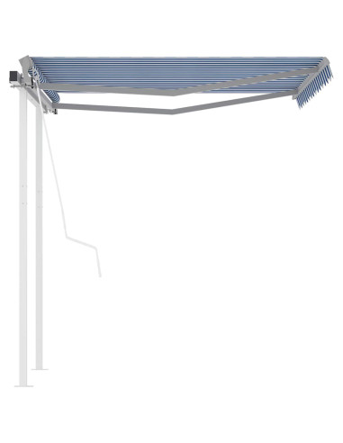 Tenda da Sole Retrattile Automatica con Pali 3x2,5m Blu Bianca