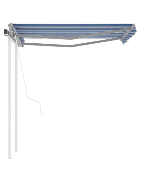 Tenda da Sole Retrattile Automatica con Pali 3x2,5m Blu Bianca