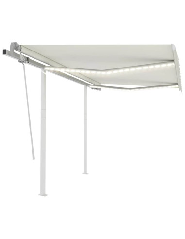 Tenda da Sole Retrattile Manuale con LED 3,5x2,5 m Crema