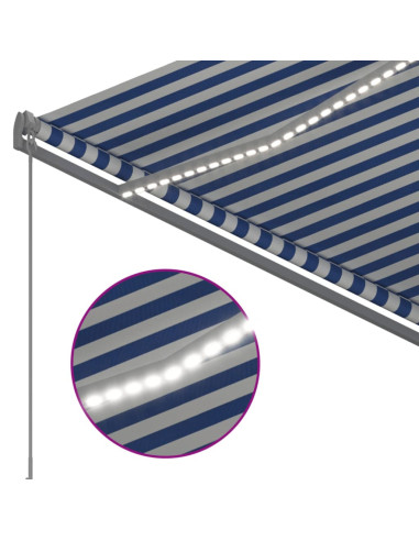 Tenda Automatica con Sensore Vento e LED 3x2,5 m Blu Bianca