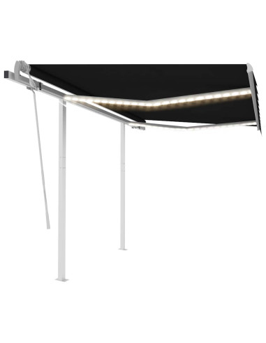 Tenda da Sole Retrattile Manuale con LED 3,5x2,5m Antracite