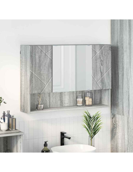 Mobiletto per specchio con porta Grigio Sonoma 80 x 17 x 55 cm