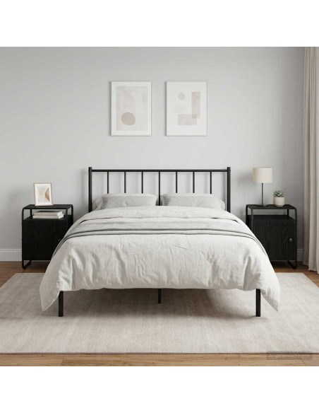 Armadio da Notte 2 pz Rovere Nero Legno ingegnerizzato