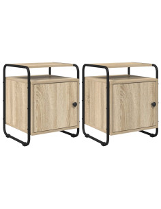 Armadio da Notte 2 pz Rovere Sonoma Legno ingegnerizzato 2