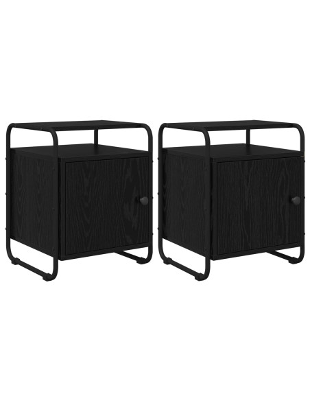 Armadio da Notte 2 pz Rovere Nero Legno ingegnerizzato