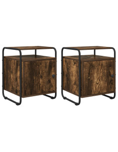 Armadio da Notte 2 pz Rovere Fumo Legno ingegnerizzato 2