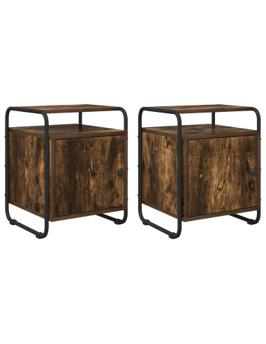 Armadio da Notte 2 pz Rovere Fumo Legno ingegnerizzato