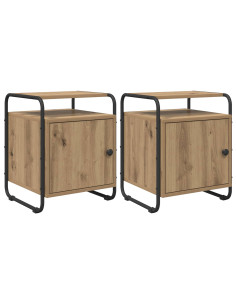 Armadio da Notte 2 pz Rovere Artigianale Legno ingegnerizzato 2