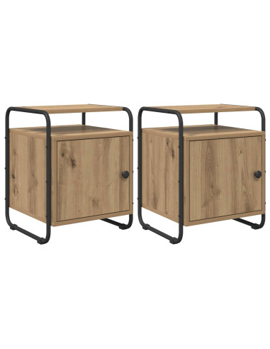 Armadio da Notte 2 pz Rovere Artigianale Legno ingegnerizzato