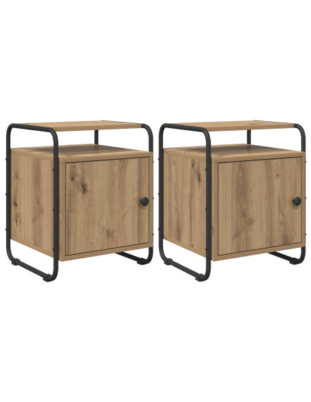 Armadio da Notte 2 pz Rovere Artigianale Legno ingegnerizzato