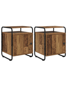 Armadio da Notte 2 pz Legno antico Legno ingegnerizzato 2