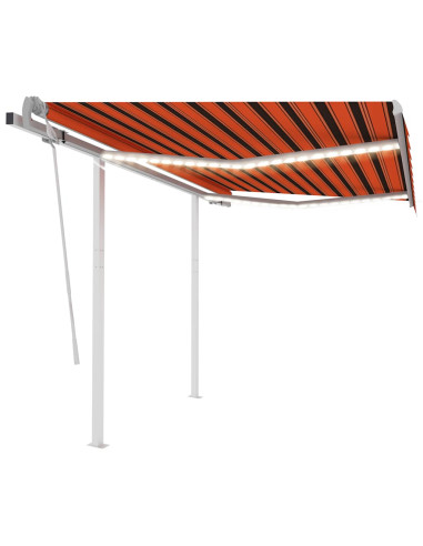 Tenda Retrattile Manuale con LED 3,5x2,5m Arancione e Marrone