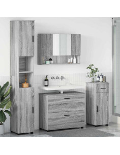 Set di mobili per il bagno con cassetto 4 pcs Grigio Sonoma