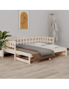 Dormeuse Estraibile 2x(90x200) cm Legno Massello di Pino