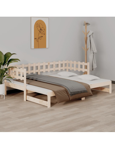 Dormeuse Estraibile 2x(90x200) cm Legno Massello di Pino