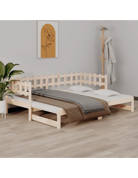 Dormeuse Estraibile 2x(90x200) cm Legno Massello di Pino