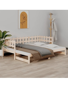Dormeuse Estraibile 2x(80x200) cm in Legno Massello di Pino