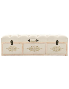Cassapanca 110 cm Crema in Legno Massello di Abete