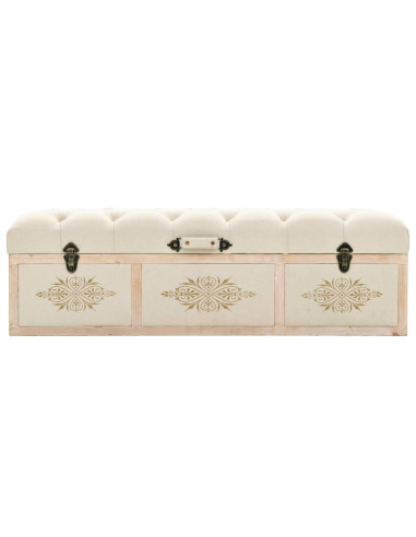 Cassapanca 110 cm Crema in Legno Massello di Abete