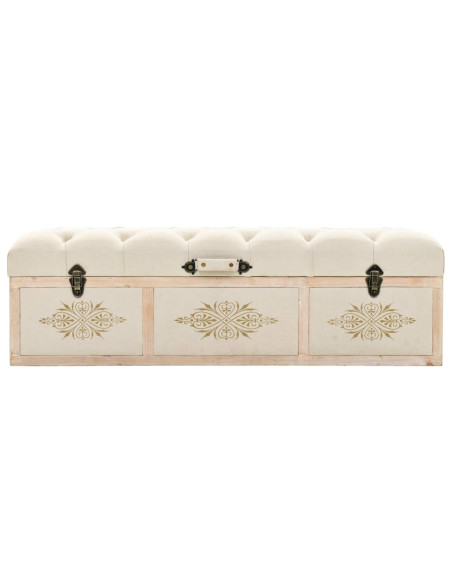 Cassapanca 110 cm Crema in Legno Massello di Abete