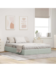 Letto con Contenitore Grigio Chiaro 137 x 190 cm Velluto