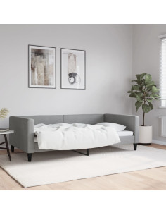 Letto da Giorno Grigio Chiaro 100x190 cm in Tessuto