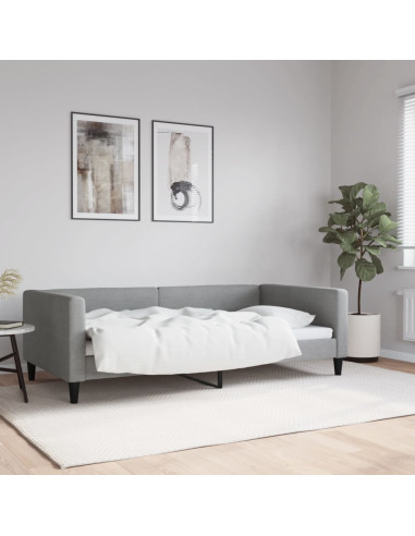 Letto da Giorno Grigio Chiaro 100x190 cm in Tessuto