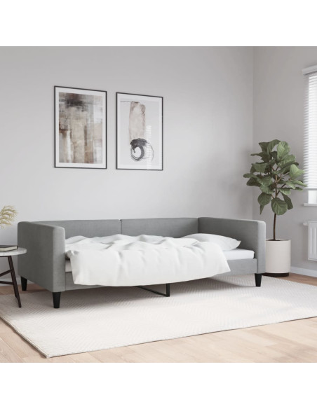Letto da Giorno Grigio Chiaro 100x190 cm in Tessuto